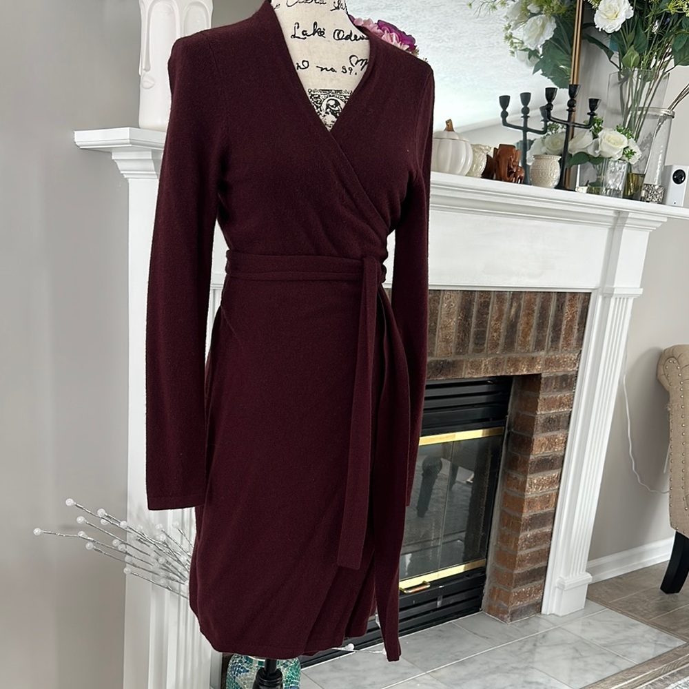 Diane Von Furstenberg Red Long Sleeve Wrap Dress